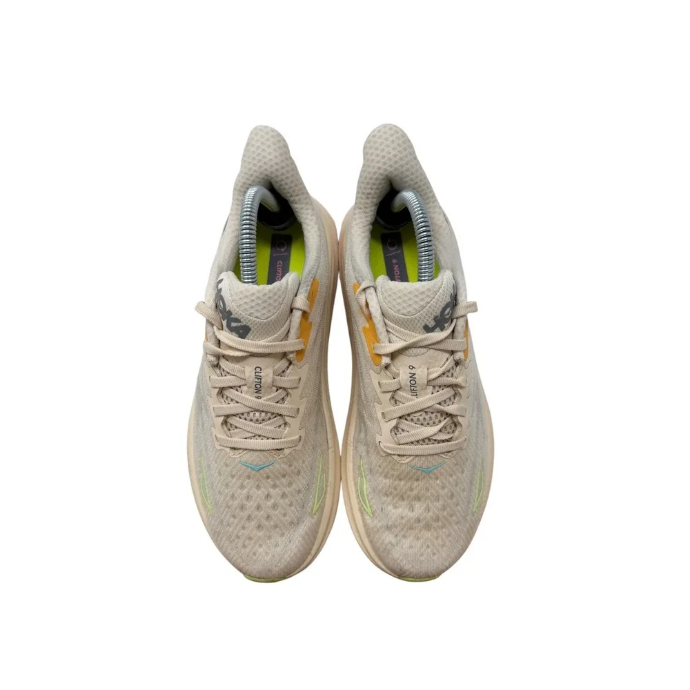 Hoka Clifton 9 Running Shoes Womens 8.5 Vanilla Sea Glass Mesh 1127896 VLS